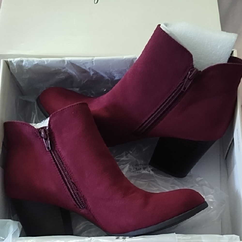 Style & Co. Deep Red Ankle Booties